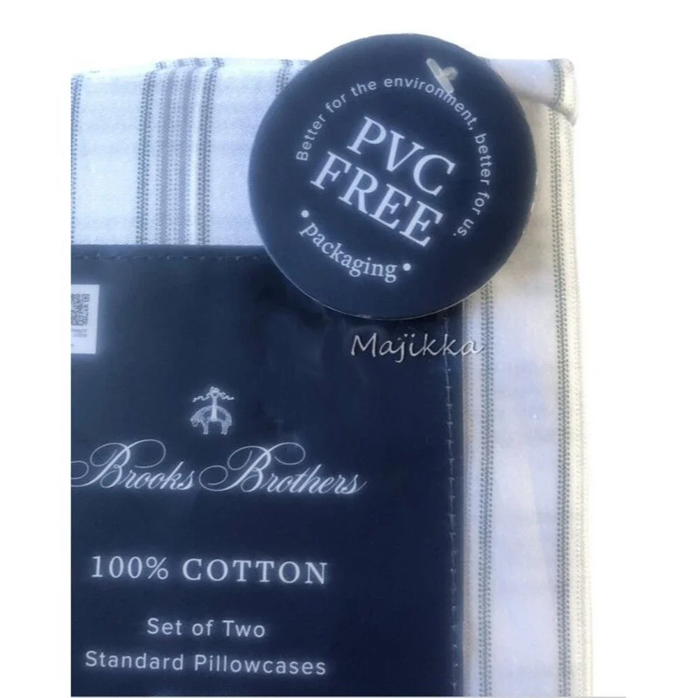 Brooks Brothers White Ticking Stripe Standard Pillowcases 20x30